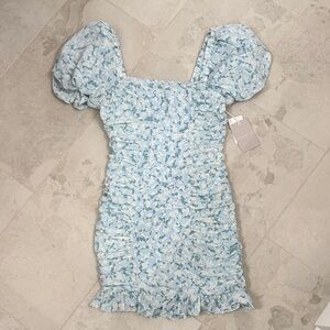 Chelsea •28 Blue and Ivory Floral Dress xs